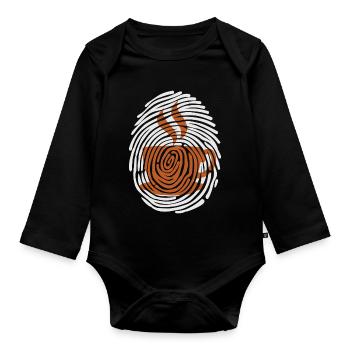 Coffee drinker Coffee coffee cup Milk coffee - Organic Longsleeve Baby Bodysuit - black - Front
