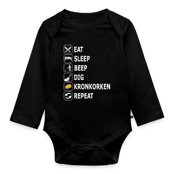 sondeln, Sondengänger, Kronkorken, Metallsuche - Baby Bio-Langarm-Body - Schwarz - Vorne