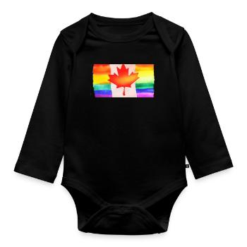 Kanada Flagge LGBTQ - Baby Bio-Langarm-Body - Schwarz - Vorne