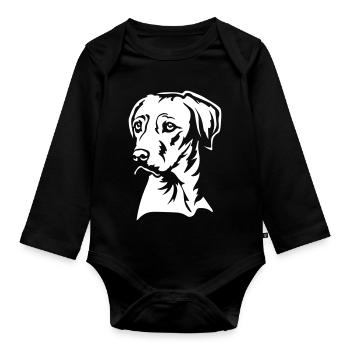 Rhodesian Ridgeback Head « Black Edition » - Body Bébé bio manches longues - noir - Devant