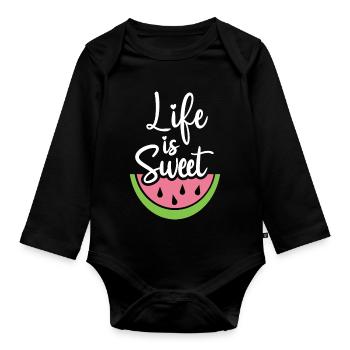 Das Leben ist süß - Baby Bio-Langarm-Body - Schwarz - Vorne