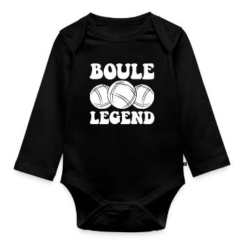 Boule Legend Tenue de pétanque pour Bouler pour - Body Bébé bio manches longues - noir - Devant