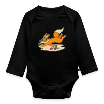 Fuchs Taucher Schwimmbrille Tauchen - Baby Bio-Langarm-Body - Schwarz - Vorne