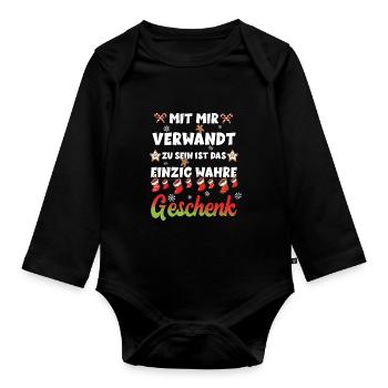 MIT MIR VERWANDT ZU SEIN IST DAS EINZIG WAHRE - Baby Bio-Langarm-Body - Schwarz - Vorne
