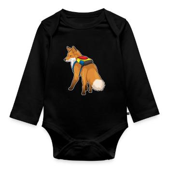 Fox Student Backpack School - Organic Longsleeve Baby Bodysuit - black - Front