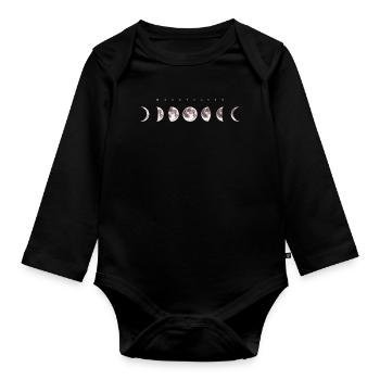 Mondphasen inverted - Mond Himmel Kunst - Baby Bio-Langarm-Body - Schwarz - Vorne