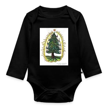PEACE SEED CHRISTMAS TREE by Gudrun Kargl - Baby Bio-Langarm-Body - Schwarz - Vorne