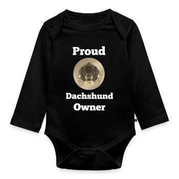 Rauhaardackel, Proud Dachshund Owner, Zwergdackel - Baby Bio-Langarm-Body - Schwarz - Vorne