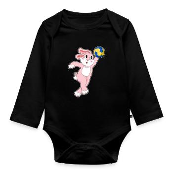 Rabbit Handball Player Handball - Organic Longsleeve Baby Bodysuit - black - Front