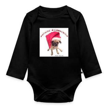 Weihnachtshund mit Hausschmuck - Baby Bio-Langarm-Body - Schwarz - Vorne