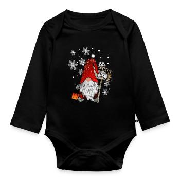 Gamer Wichtel Schneeflocken Christmas Gnom - Baby Bio-Langarm-Body - Schwarz - Vorne