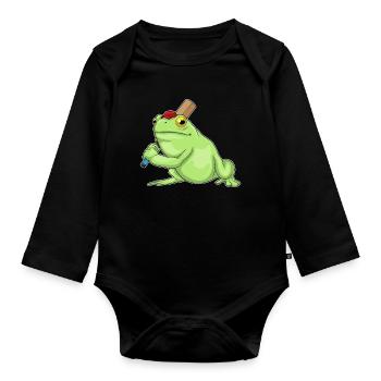 Grenouille Grillon Chauve-souris de cricket - Body Bébé bio manches longues - noir - Devant