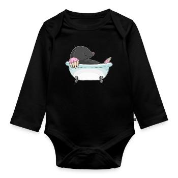 Baignoire de bain pour la taupe - Body Bébé bio manches longues - noir - Devant