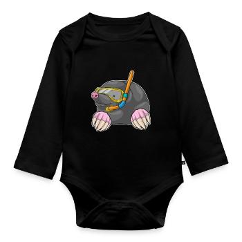 Plongée en snorkeling avec plongeur de taupe - Body Bébé bio manches longues - noir - Devant
