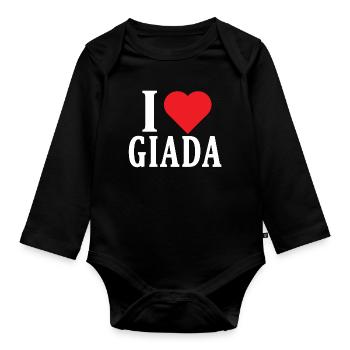 t-shirt J’adore Giada idée cadeau t-shirt - Body Bébé bio manches longues - noir - Devant