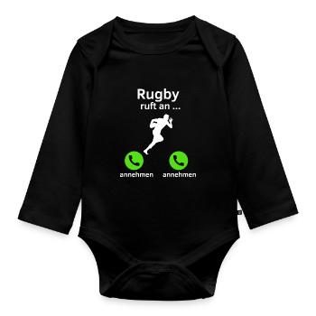 Rugby ruft an - annehmen oder annehmen? - Baby Bio-Langarm-Body - Schwarz - Vorne