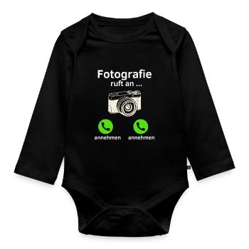 Fotografie ruft an - annehmen oder annehmen? - Baby Bio-Langarm-Body - Schwarz - Vorne
