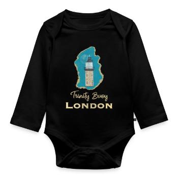 London, Trinity Buoy Lighthouse, Pixel Art - Organic Longsleeve Baby Bodysuit - black - Front
