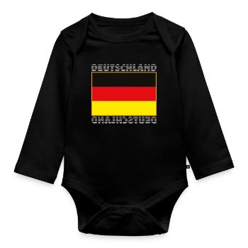 Deutschlandflagge - Deutschland WM / EM Fussball - Baby Bio-Langarm-Body - Schwarz - Vorne