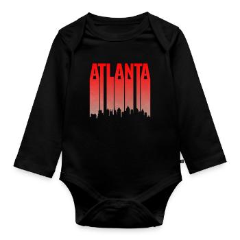 Atlanta Skyline Gradient - Organic Longsleeve Baby Bodysuit - black - Front