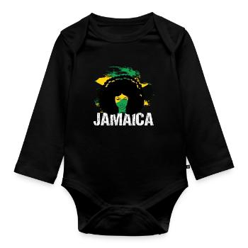 Collage des couleurs du drapeau de la Jamaica Afro Diva - Body Bébé bio manches longues - noir - Devant
