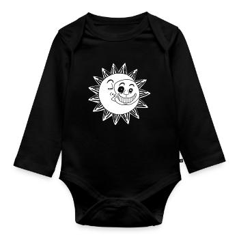 Begegnung von Mond und Sonne (weiß) - Baby Bio-Langarm-Body - Schwarz - Vorne
