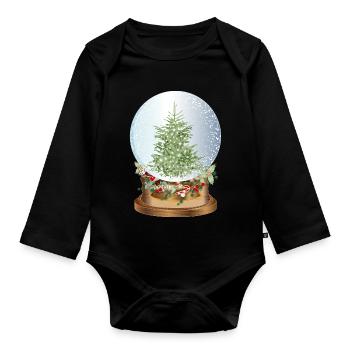 belle boule à neige nostalgique avec sapin de Noël - Body Bébé bio manches longues - noir - Devant