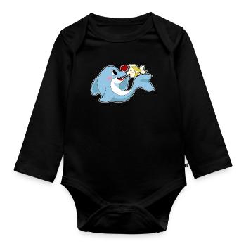 Delfin Fisch - Baby Bio-Langarm-Body - Schwarz - Vorne