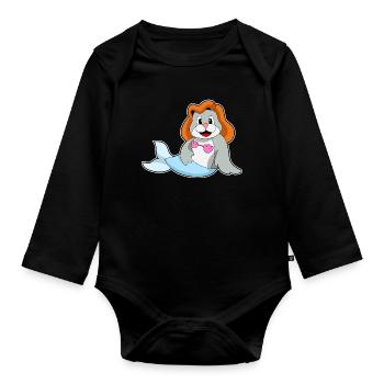 Seehund Meerjungfrau - Baby Bio-Langarm-Body - Schwarz - Vorne