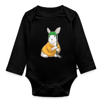 Rabbit Ice Hockey Sticks - Organic Longsleeve Baby Bodysuit - black - Front