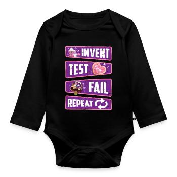 Invent, test, fail, repeat - Organic Longsleeve Baby Bodysuit - black - Front