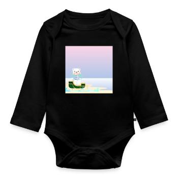 Winter Background - Polar Bear by the Sea - SLEDGES - Organic Longsleeve Baby Bodysuit - black - Front