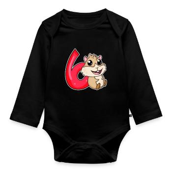 6 ans - 6 ans d’anniversaire avec motif animal - Body Bébé bio manches longues - noir - Devant