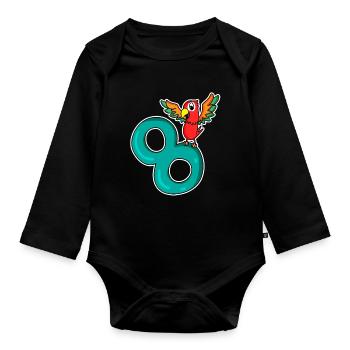8 ans - 8ème anniversaire avec motif animal - Body Bébé bio manches longues - noir - Devant