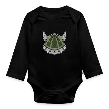 Viking Helmet - Organic Longsleeve Baby Bodysuit - black - Front