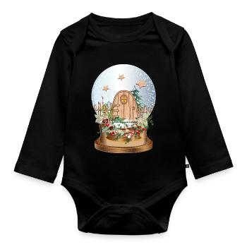 Boule à neige nostalgique avec porte elfe - Body Bébé bio manches longues - noir - Devant