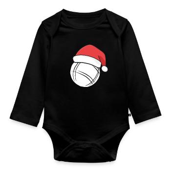 Boule Santa Tenue de pétanque pour Bouler pour boules - Body Bébé bio manches longues - noir - Devant