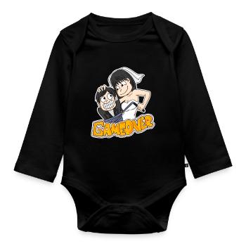Game Over Hochzeit lustig Geschenk - Baby Bio-Langarm-Body - Schwarz - Vorne