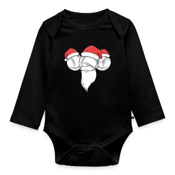 Boule Santa Petanque Outfit für Bouler zum boulen - Baby Bio-Langarm-Body - Schwarz - Vorne