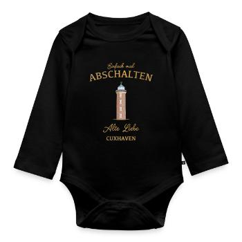 Cuxhaven Leuchtturm Alte Liebe, Mal Abschalten - Baby Bio-Langarm-Body - Schwarz - Vorne