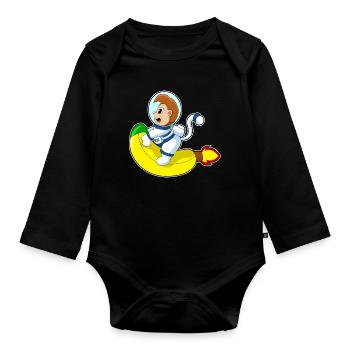Monkey Astronaut Space - Organic Longsleeve Baby Bodysuit - black - Front