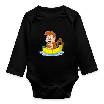 Affe kleines Boot - Baby Bio-Langarm-Body - Schwarz - Vorne