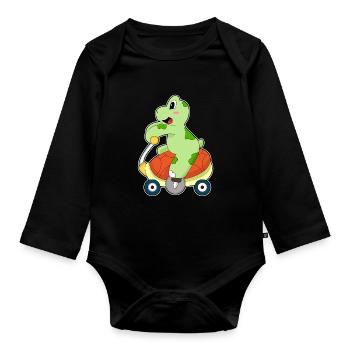 Turtle Bicycle - Organic Longsleeve Baby Bodysuit - black - Front