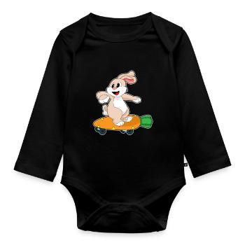 Bunny Skater Skateboard - Body Bébé bio manches longues - noir - Devant