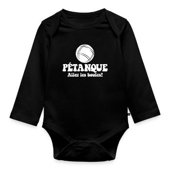 3 Boulekugeln für Bouler Boulekugel Petanque Boule - Baby Bio-Langarm-Body - Schwarz - Vorne