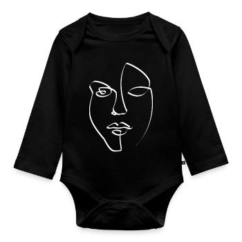 Face - Organic Longsleeve Baby Bodysuit - black - Front