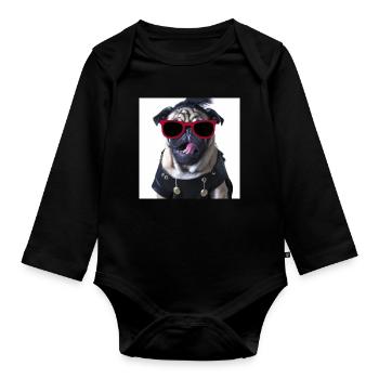 punk mops - Baby Bio-Langarm-Body - Schwarz - Vorne