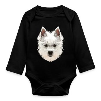 westi motiv, Westhighland Terrier, jagdhunde - Baby Bio-Langarm-Body - Schwarz - Vorne