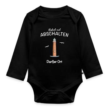 Darßer Ort, Ostseeküste, Fischland- Darß- Zingst - Baby Bio-Langarm-Body - Schwarz - Vorne
