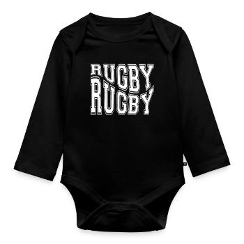 Rugby, Rugby-Sport, Rugby-Humor - Baby Bio-Langarm-Body - Schwarz - Vorne